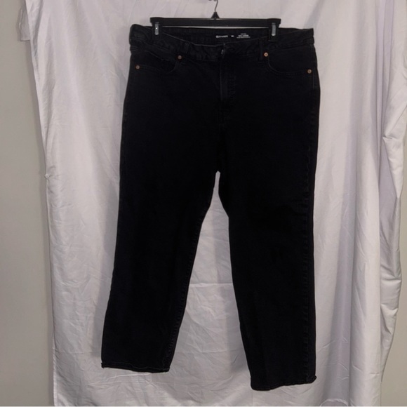 Old Navy Jeans High Rise O.G Loose Bottoms Solid Black Denim Pants - Picture 1 of 5